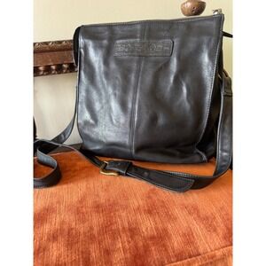 Fossil Leather Crossbody Bag Black Minimalist Vintage Messenger Purse